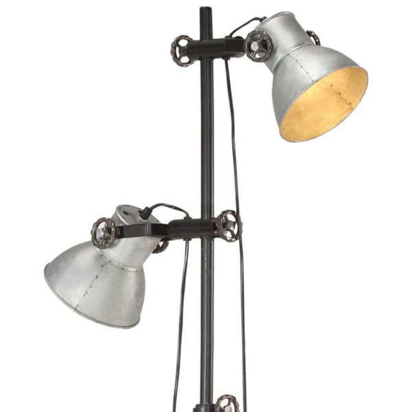 Golvlampa med 2 lampskärmar silver E27 gjutjärn