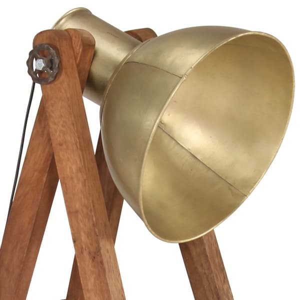 Golvlampa mässing E27 massivt mangoträ