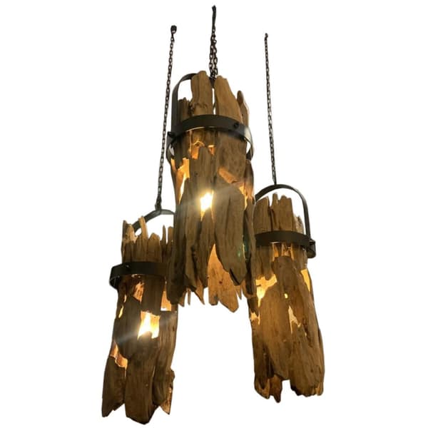 Loftslampe Home ESPRIT Jern Teak 160 x 30 x 40 cm