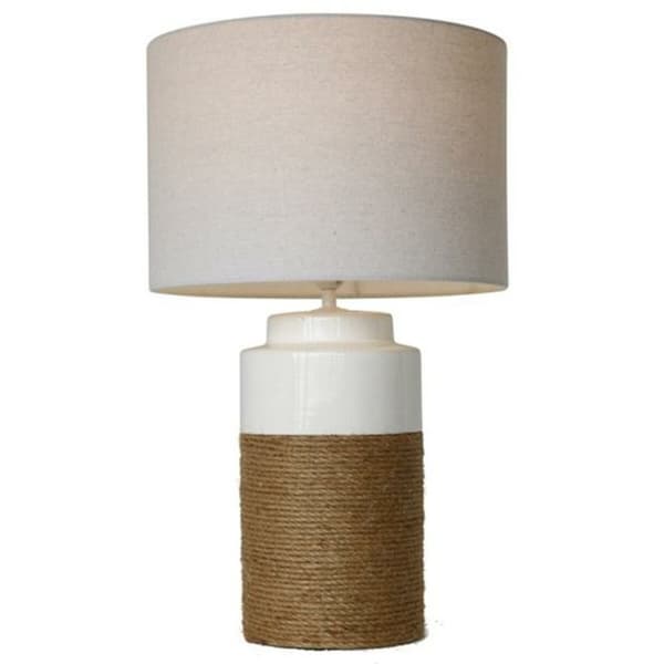 Bordslampa Home ESPRIT Vit linne Keramik 38 X 38 X 61,5 cm Vit