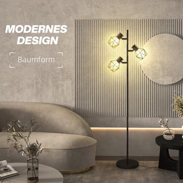 Rootz 3 -ljus golvlampa - golvstående lampa - justerbar ljusarmatur - flexibel belysning, modern design, 41 cm x 28 cm x 169 cm