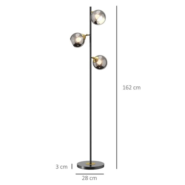 Rootz Floor Lamp - Standing Light - Metal Floor Light - Elegant Lighting - Ø 36 x 162H CM - Slank Design til stue, kontor, soveværelse
