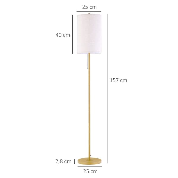 Rootz Floor Lamp - Stue Lamp - Elegant stålbelysning - Hyggelig atmosfære - 25,5 cm x 25,5 cm x 157 cm - Guld + hvid