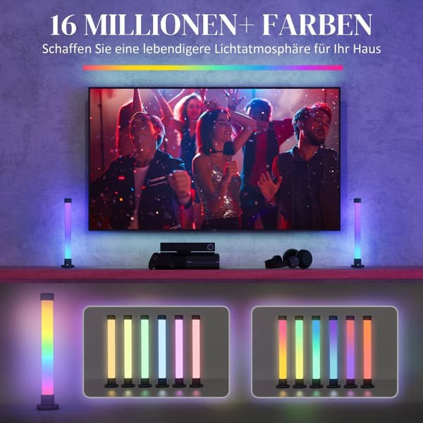 Rootz LED -bordlamper Set - Ambient Light - Smart Lamps - Music Sync - 6L X 6W X 32,5h cm - Forbedre din værelse atmosfære