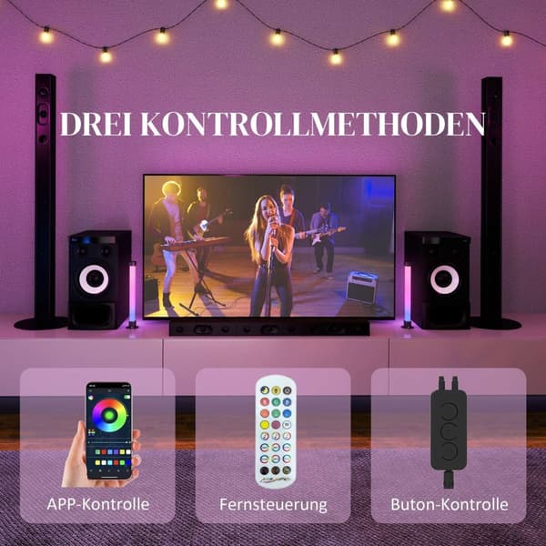 Rootz LED -bordlamper Set - Ambient Light - Smart Lamps - Music Sync - 6L X 6W X 32,5h cm - Forbedre din værelse atmosfære