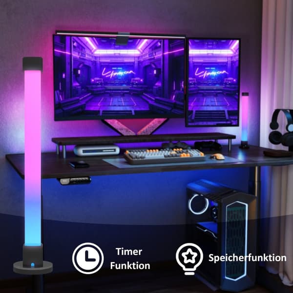 Rootz LED -bordlamper Set - Ambient Light - Smart Lamps - Music Sync - 6L X 6W X 32,5h cm - Forbedre din værelse atmosfære