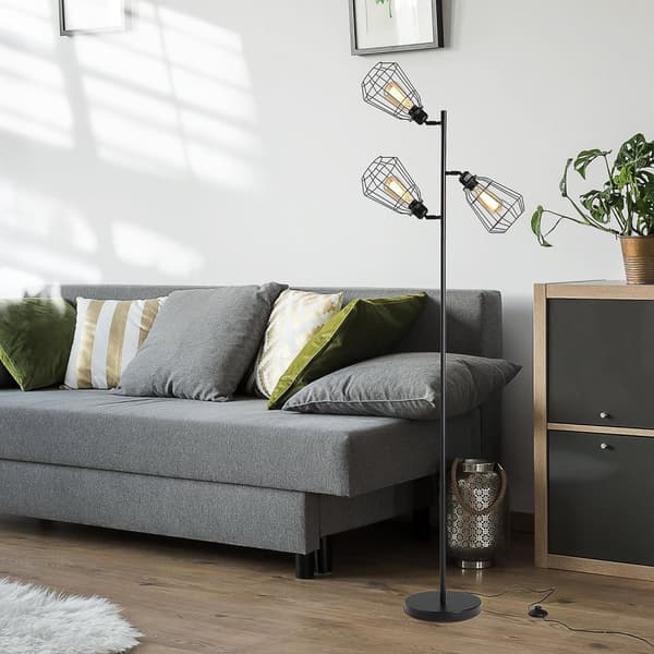 Rootz Industrial Floor Lamp - Interiörljus - Neoretro Lighting - Justerbara 3 glödlampor - 36 cm x 36 cm x 165 cm