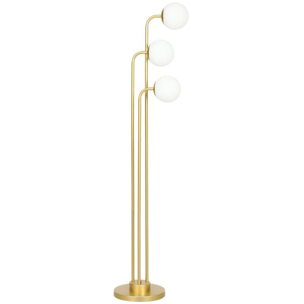 Rootz Modern 3 Shade Floor Lamp - Justerbar belysning - Guldtonlampa - Fotomkopplare - 41-55L X 28W X 165H CM