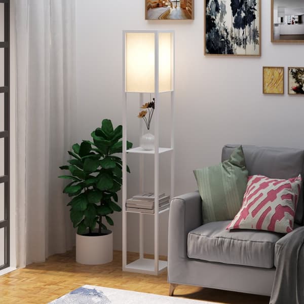 Rootz Shelf golvlampa - förvaringslampa - Belysning fixtur - Hållbar MDF - 26W x 26d x 160h cm
