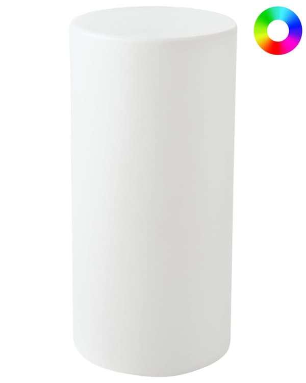 Gulvlampe Hvid Plast H 78 cm Cylinder Udendørs Belysning LED Stander Lampe med Fjernbetjening Glow Havelys RGB Udelys med Batteri
