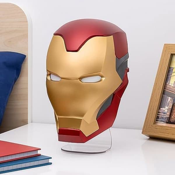 Iron Man Lamp Paladone Light Mask - Höjd 22 cm - USB - Marvel licensierad produkt Guld, Röd