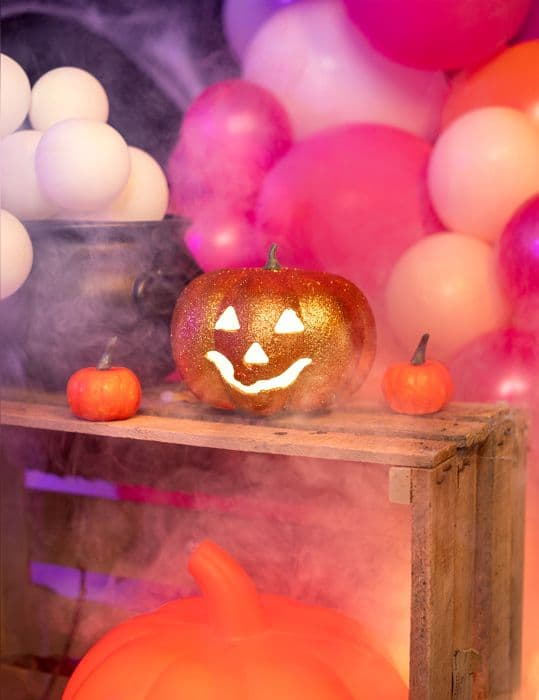 17cm Glitter Light Up Halloween Pumpkin - Orange
