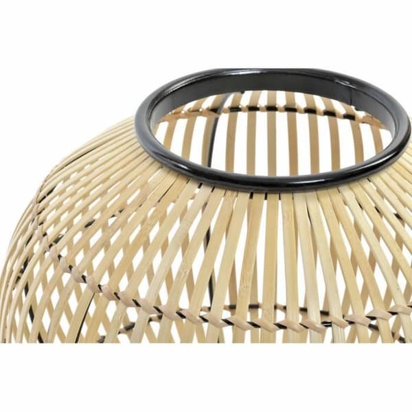 skrivbordslampa svart metall brun bambu (36 x 36 x 37 cm)