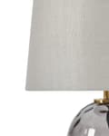 Miniatyrbilde 7 av 11: Bordlampe Gjennomsiktig og Grå Røkt glassfot Trommeskjerm i Stoff Moderne Design