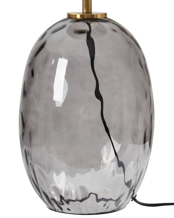 Bordlampe Gjennomsiktig og Grå Røkt glassfot Trommeskjerm i Stoff Moderne Design