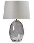 Miniatyrbilde 1 av 11: Bordlampe Gjennomsiktig og Grå Røkt glassfot Trommeskjerm i Stoff Moderne Design