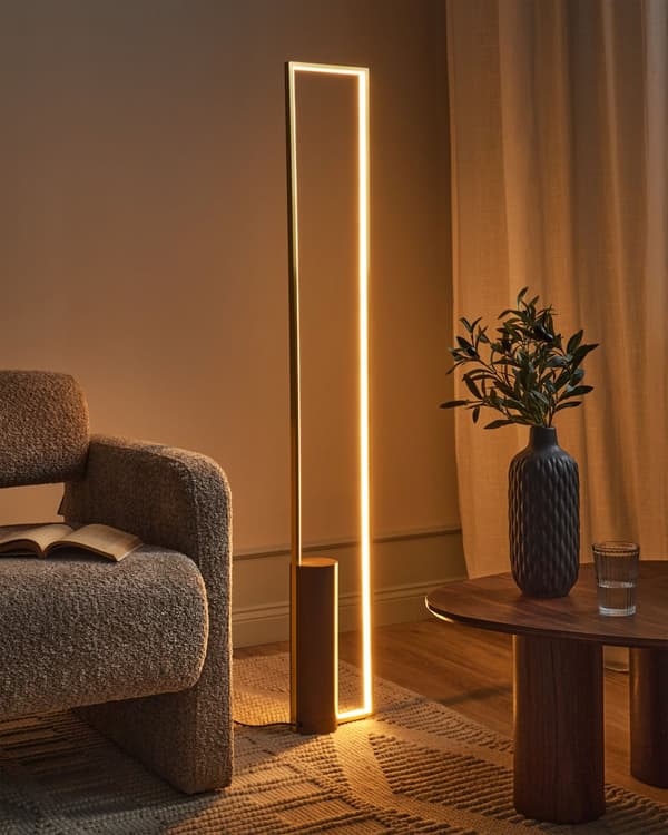 LED-gulvlampe Gull Aluminium Jern Base Lys Belysning Soverom Stue Moderne Design