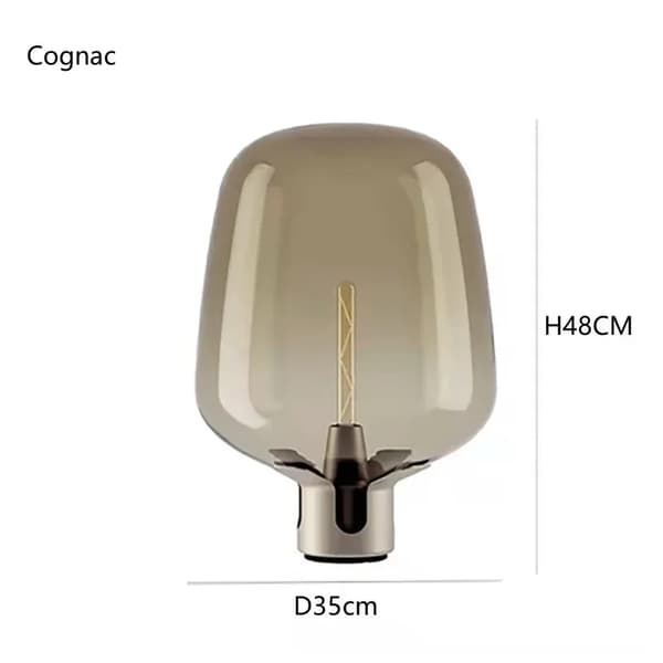 Glas Bordlampe, Berørings On/Off Kontakt, Moderne Stil,Kognak, D35cm H48cm