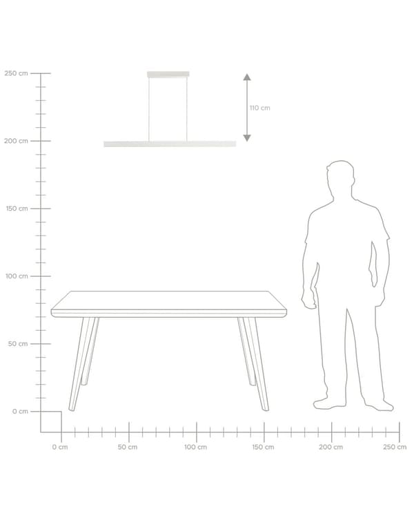 Langbordspendel Hvid Metal 100 cm Design LED Spisebordslampe til Køkken Metallampe til Spisebord Slim Hængelampe