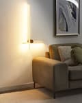 Miniatyrbillede 2 af 8: LED-væglampe guld aluminiumsskærm 90 cm lampeskærm sort jernbase stue soveværelse lys moderne belysning