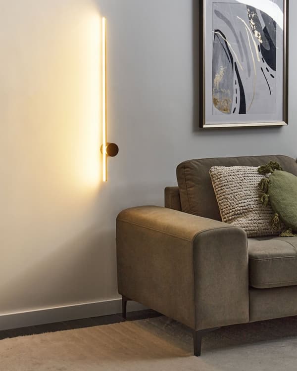 LED-væglampe guld aluminiumsskærm 90 cm 1-punkts lampeskærm sort jernfod stue soveværelse lys moderne belysning