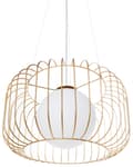 Miniatyrbillede 6 af 9: Pendel Lampe Guld Metal ø 36 cm Dekorativ Rund Hængelampe Ribbet Lampeskærm Loftpendel over Spisebord Hængelys Spisebordslampe Design