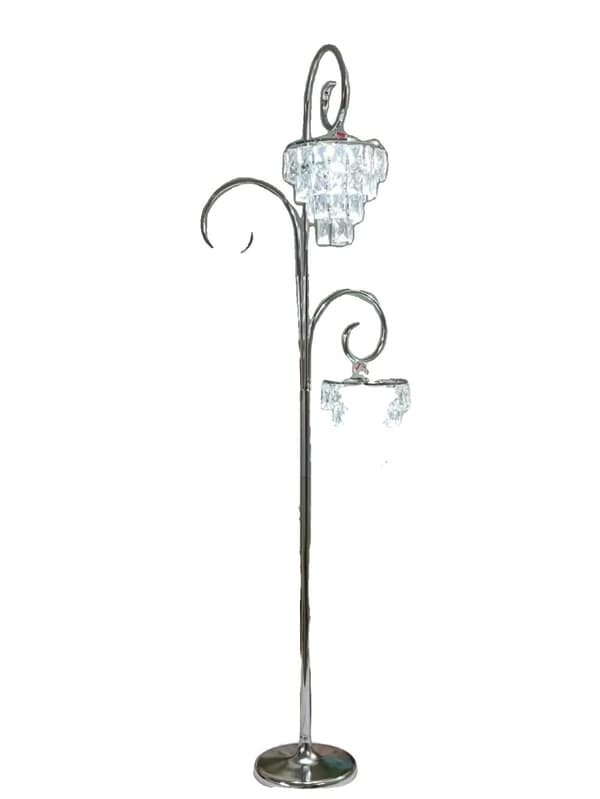 Kristallgolvlampa, LED-belysning, modern stil,Varmt ljus, 3 huvuden-silvriga