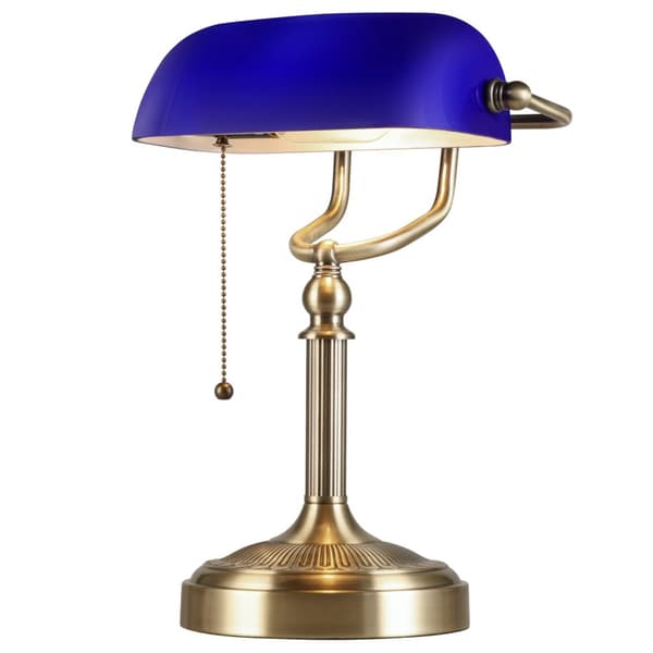 Bankerlampe, retro vintage stil, glaslampe med farvet glas,T9009-BL