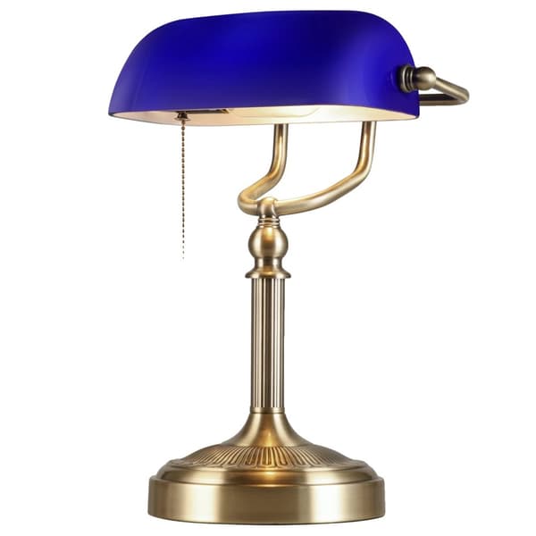 Bankerlampe, retro vintage stil, glaslampe med farvet glas,T9009-BL