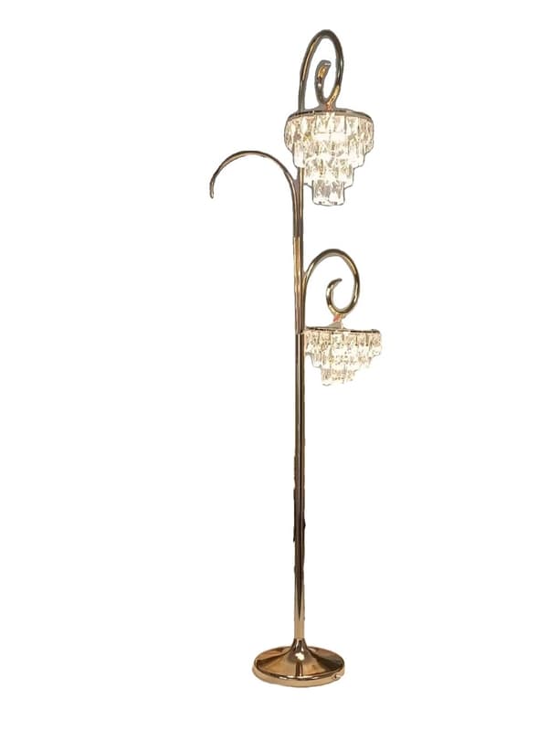 Kristallgolvlampa, LED-belysning, modern stil,Varmt ljus, 3 huvuden-Guld