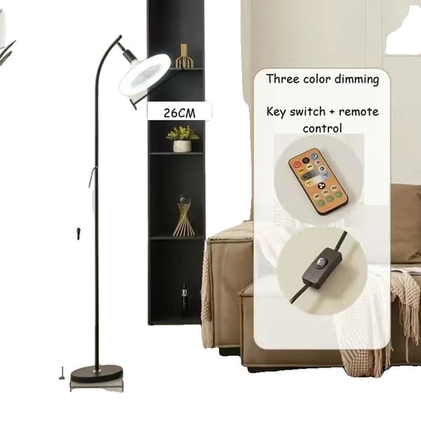 LED Gulvlampe, Tre Farver Dæmpning, Fjernbetjening,Knapjustering, sort, Tre farvet dæmpning