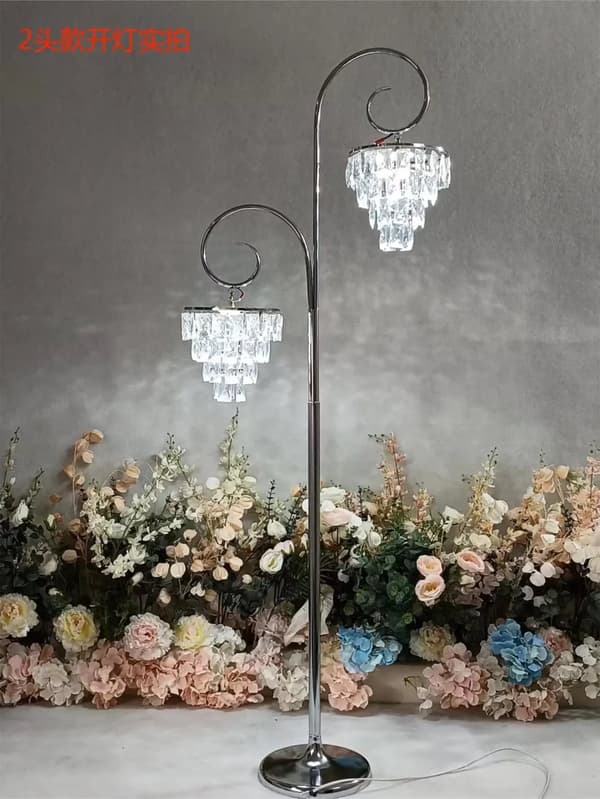 Krystal Gulvlampe, LED Belysning, Moderne Stil,2 hoveder-sølvfarvede, Varmt lys