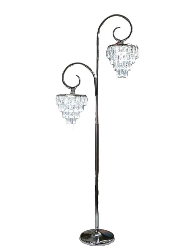 Krystal Gulvlampe, LED Belysning, Moderne Stil,2 hoveder-sølvfarvede, Varmt lys