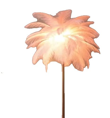 Nordisk Fjer Gulvlampe, Elegant Design, Justerbart Lys,Pink-gulv-115cm, Guld lampe krop