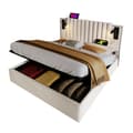Miniatyrbild 6 av 6: Madrassäng 140x200, läslampa med USB-laddningsfunktion, huvudgavel, bomull, beige (utan madrass)