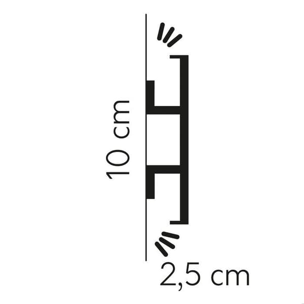 PROVISTON Ljusramp 25 x 100 x 2000 mm LED Polyuretanstuck vit Indirekt belysning LED-belysning