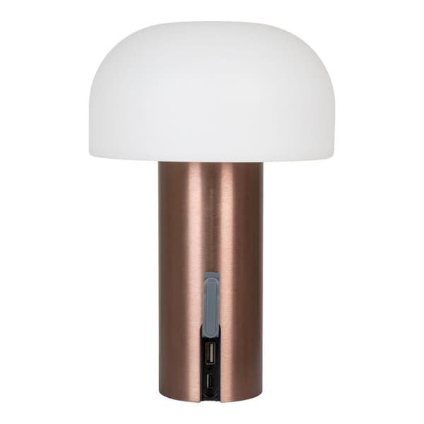 Soham udendørs lampe LED genopladelig hvid, kobber dekor.