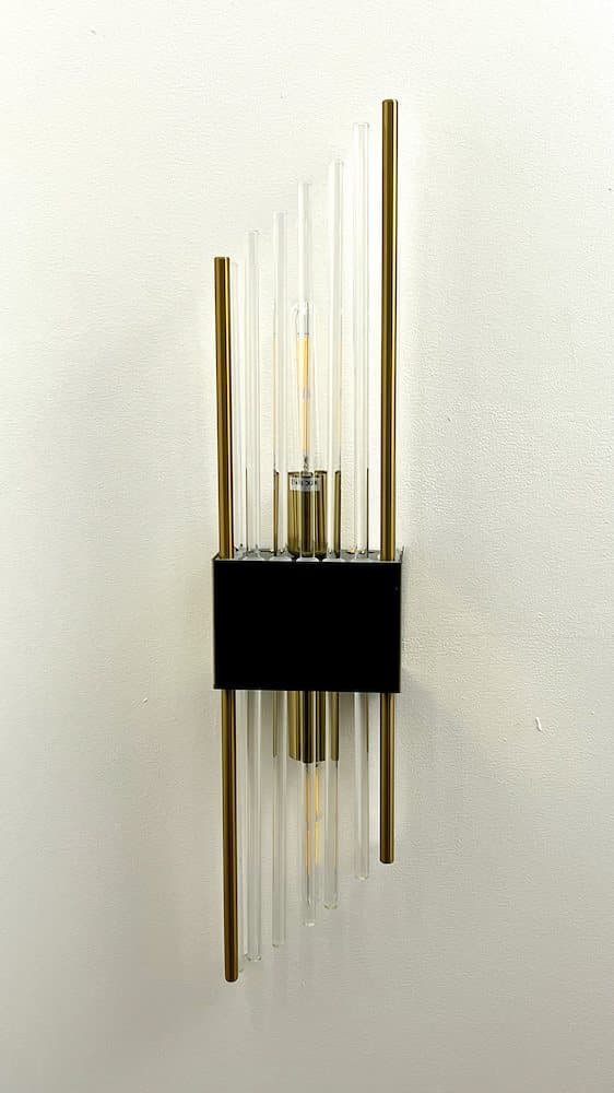 Slash - Stor krystal væglampe 550x120 mm, 2xE14, 40W, Messing
