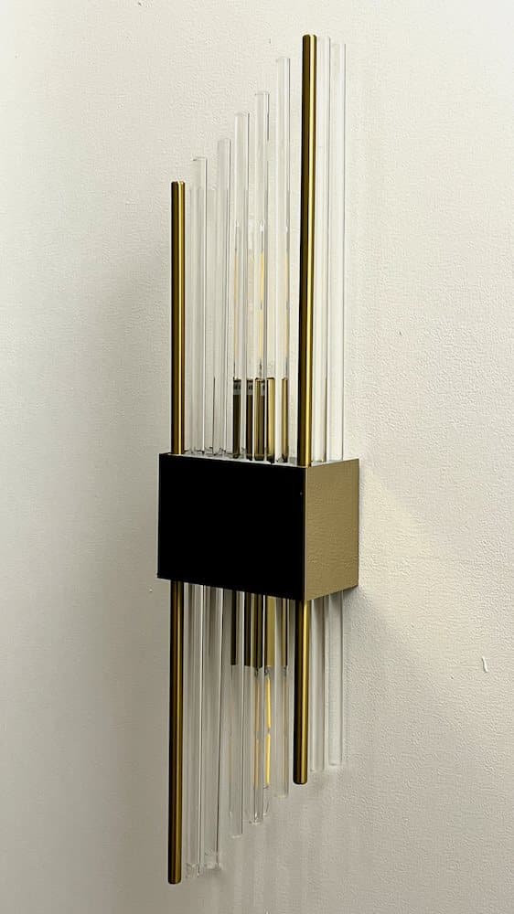 Slash - Stor krystal væglampe 550x120 mm, 2xE14, 40W, Messing