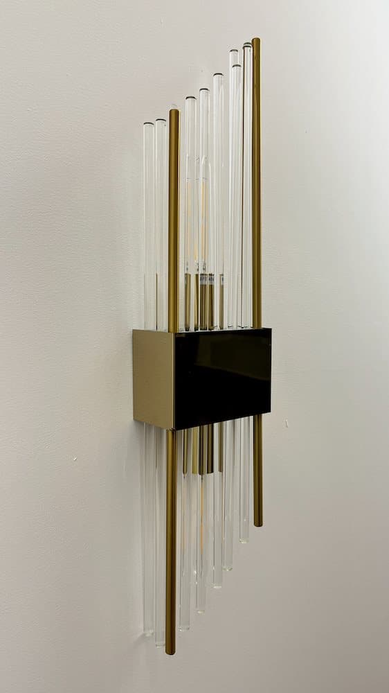 Slash - Stor krystal væglampe 550x120 mm, 2xE14, 40W, Messing