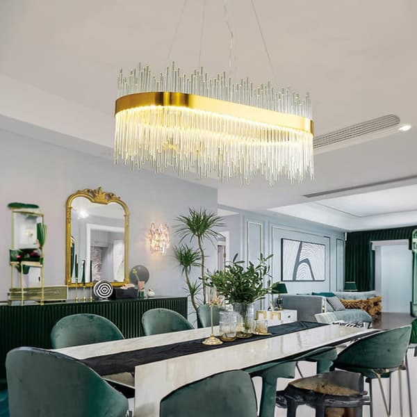 Delhi krystalstænger lange - 80 cm LED krystal lysekrone