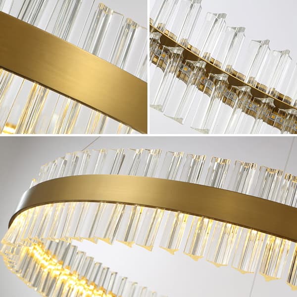 Luxemburg Crystal Prismor - Ljuskrona 800x50 mm, LED 50W, Mässing