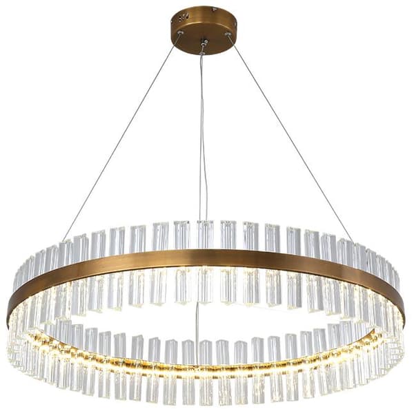 Luxemburg Krystal Prismer - Lysekrone 600x50 mm, LED 40W, Messing