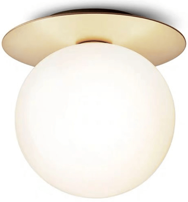Milky ball - taklampa i gyllene mässing 18cm