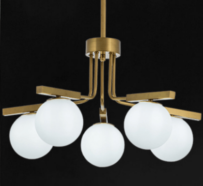 Radiant - mælkeagtig kugle - moderne lysekrone 5 point 60cm