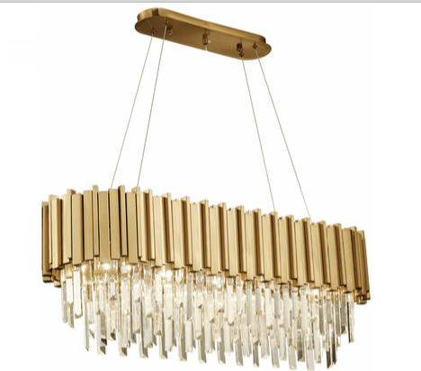 Pipe Orgel Kristall MÄSSING - Lång Ljuskrona - långsträckt kristallkrona 80cm