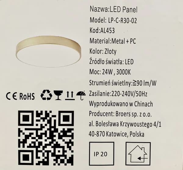 LED fladskærm rund - LED panel - loftslampe 30cm