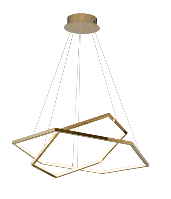 LED-rengas - Hexagon double gold - kattokruunu 80cm kuusikulmainen kulta