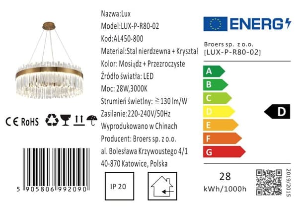 Lux - kristallkrona 80cm