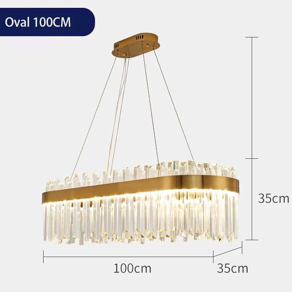 Lux - aflang krystal lysekrone 100cm